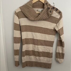 🎃Banana Republic Brown and Cream Striped Cowl Neck Sweater